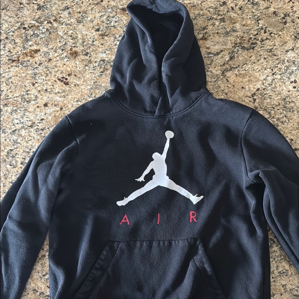 Jordan (Boys M) Black Hoodie with Red Logo